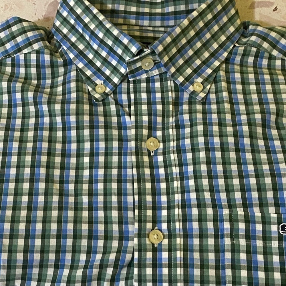 Vineyard Vines Size S Green Blue White Long Sleeves Trucker Button Down Shirt - Picture 3 of 9